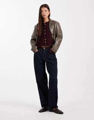 Asos Design Wool Blend Knit Ruffle Cardigan In Red