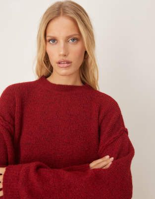 Asos Design Wool Blend Knit Sweater With Exposed Seams In Red