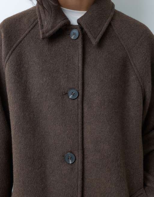 ASOS DESIGN wool blend longline car coat in deep chocolate, 4 of 5