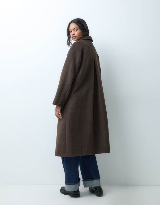 ASOS DESIGN wool blend longline car coat in deep chocolate, 5 of 5