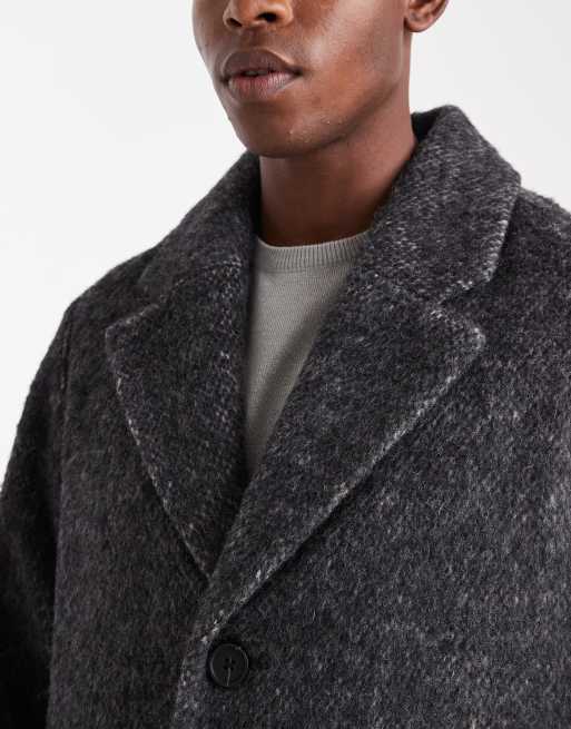 ASOS DESIGN wool blend longline overcoat in charcoal