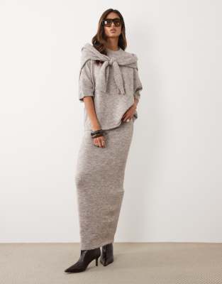 Asos Design Wool Blend Midaxi Skirt In Neutral