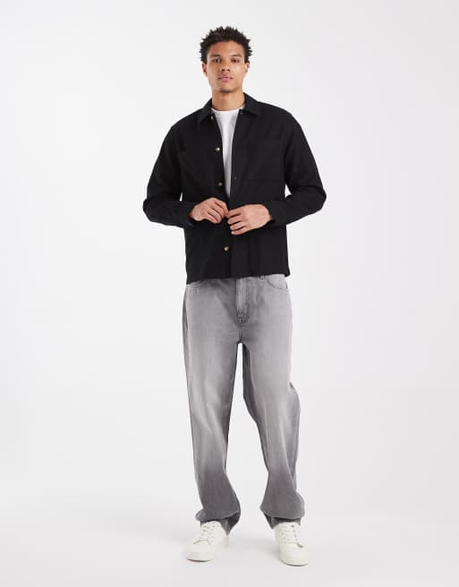 ASOS DESIGN wool blend overshirt in black