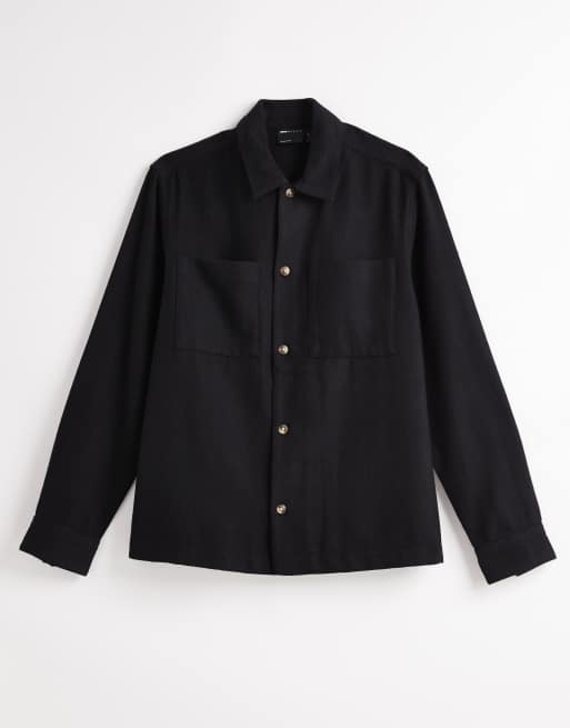 ASOS DESIGN wool blend overshirt in black