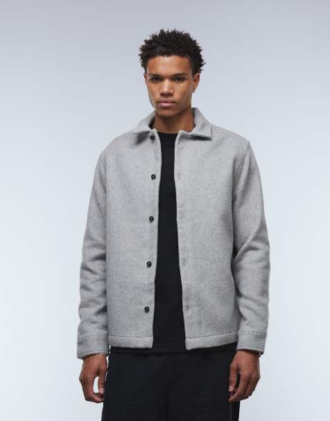 ASOS DESIGN wool blend overshirt in grey - view 1