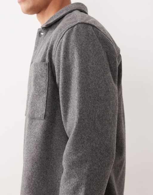 ASOS DESIGN wool-blend overshirt in grey, 4 of 5
