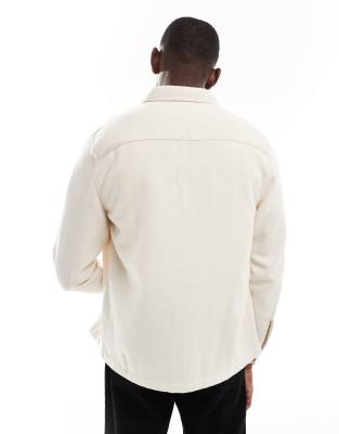 ASOS DESIGN - Surchemise en lin mélangé - Taupe