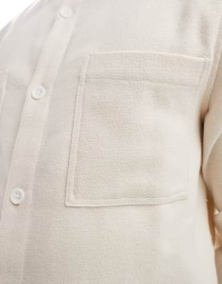 ASOS DESIGN - Surchemise en lin mélangé - Taupe