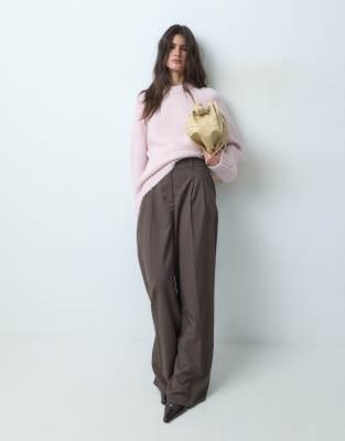Asos Design Wool Blend Oversized Fluffy Sweater In Pink