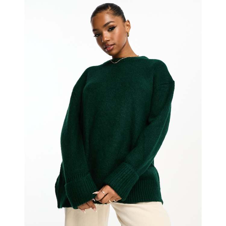 Dark green crew neck sales sweater