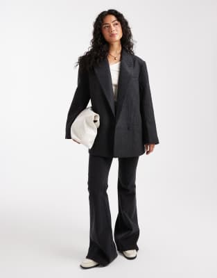 Asos Design Wool Blend Pinstripe Formal Blazer In Blue