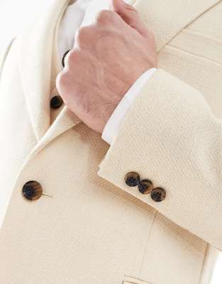 Asos Design Skinny Wool Blend Suit Jacket In White