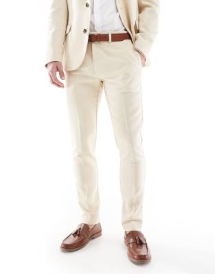Asos Design Wool Blend Skinny Suit Pants In Neutral