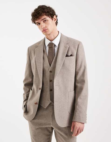 ASOS DESIGN wool blend slim suit jacket in beige - view 1