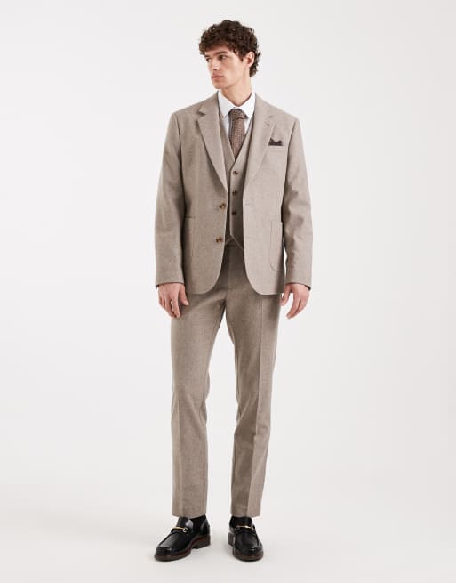 ASOS DESIGN wool blend slim suit jacket in beige, 2 of 5