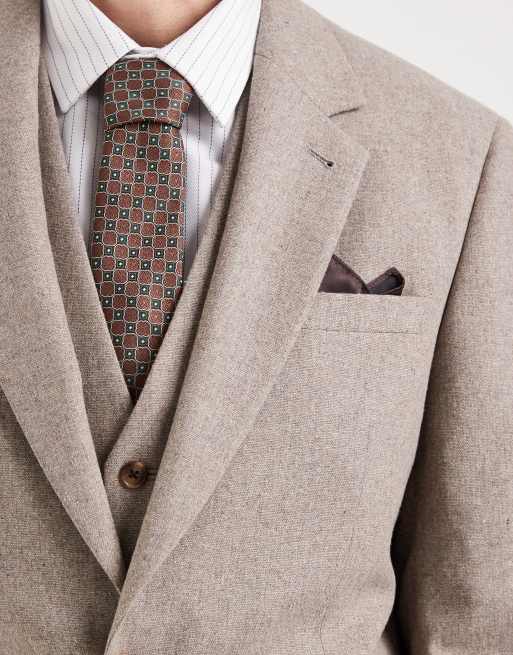 ASOS DESIGN wool blend slim suit jacket in beige, 3 of 5