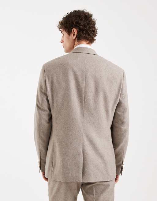 ASOS DESIGN wool blend slim suit jacket in beige, 5 of 5