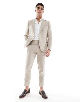 ASOS DESIGN wool blend slim suit jacket in camel weave