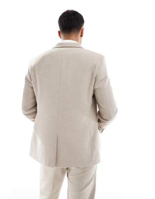 ASOS DESIGN wool blend slim suit jacket in camel weave
