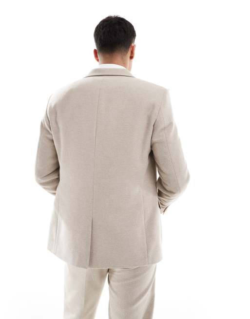 ASOS DESIGN wool blend slim suit jacket in stone weave, 4 of 5