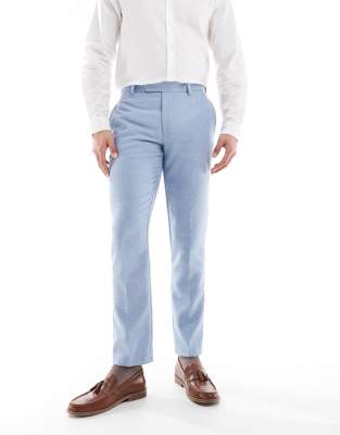 Asos Design Wool Blend Slim Suit Pants In Blue