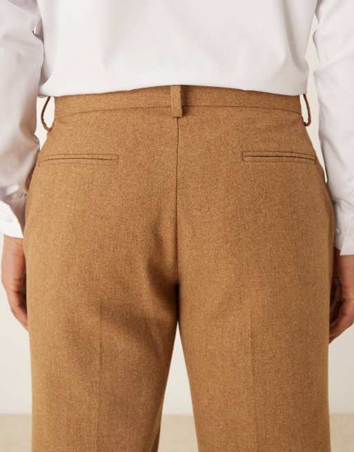 ASOS DESIGN wool blend slim suit trousers in brown, 4 of 5