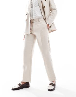 Asos Design Wool Blend Straight Leg Suit Pants In Neutral
