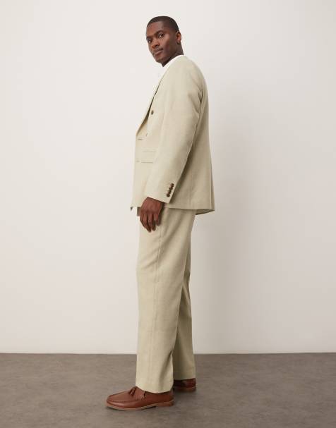 ASOS DESIGN wool blend straight suit trousers in light green