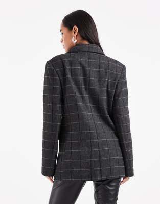Asos Design Wool Blend Tailored Double Breasted Power Blazer In Black