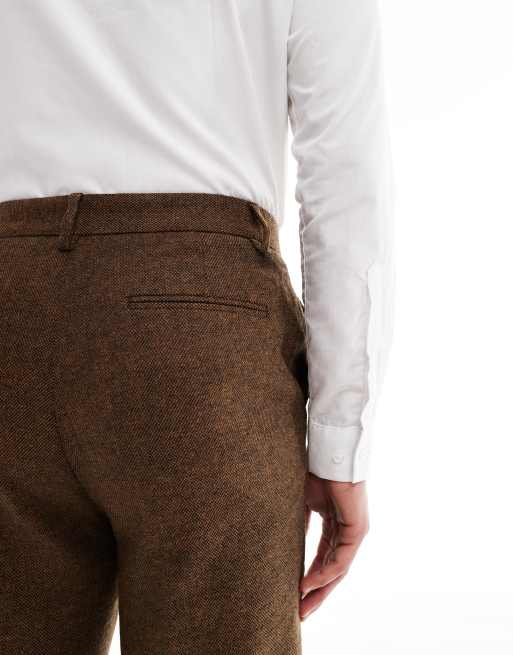 ASOS DESIGN wool blend tapered suit pants in dark brown, 4 of 5
