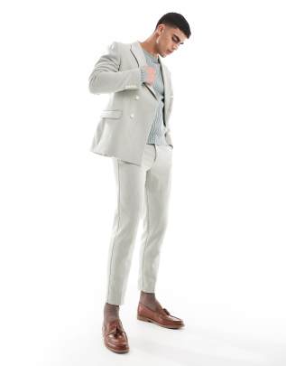Asos Design Wool Blend Tapered Suit Pants In Gray