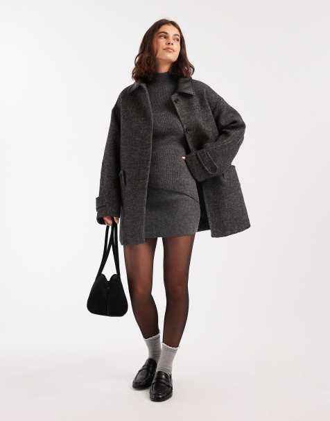 ASOS DESIGN wool blend textured jacket with collar in herringbone - view 2