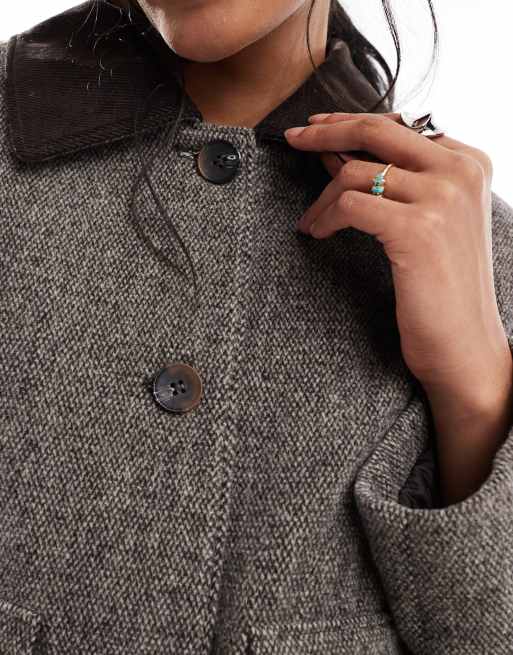 ASOS DESIGN wool blend top collar jacket in salt and pepper, 3 of 4