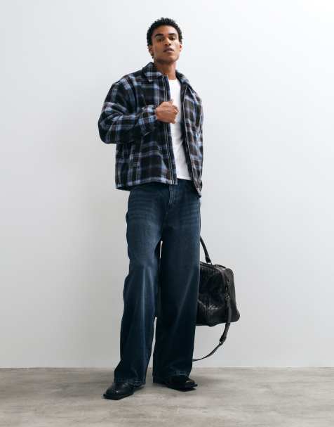 ASOS DESIGN wool check jacket in blue - view 1