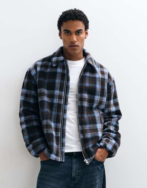 ASOS DESIGN wool check jacket in blue, 2 of 5