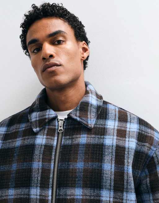 ASOS DESIGN wool check jacket in blue, 5 of 5