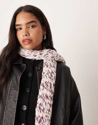 Asos Design Wool Chunky Hand Knit Mix Knit Scarf In Multi