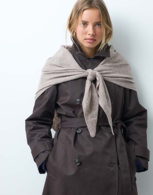ASOS DESIGN wool extra large triangle scarf in oatmeal, 2 of 4