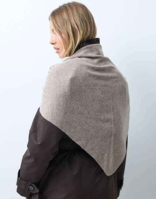 ASOS DESIGN wool extra large triangle scarf in oatmeal, 3 of 4