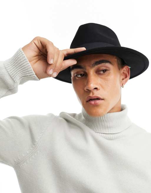 En del Symptomer Bliver til ASOS DESIGN wool fedora hat with size adjuster in black | ASOS