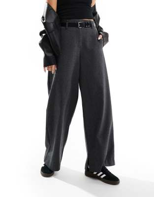 Asos Design Wool Look Belted Pants In Black