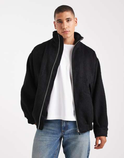 ASOS DESIGN wool look bomber in black - view 1