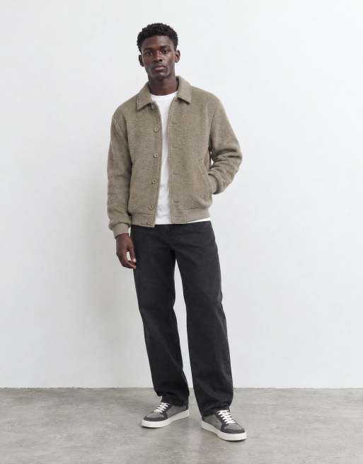 ASOS DESIGN wool look bomber in taupe, 11 of 13