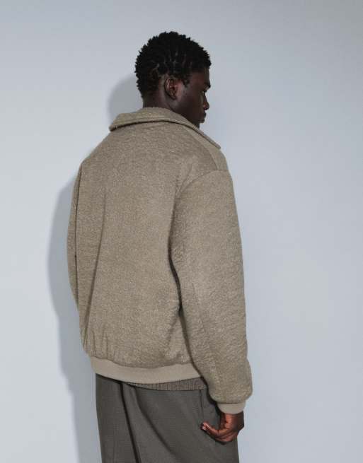 ASOS DESIGN wool look bomber in taupe, 5 of 9