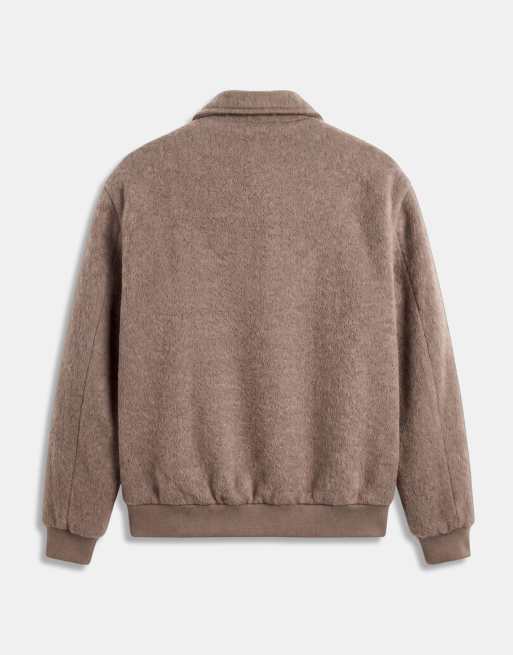 ASOS DESIGN wool look bomber in taupe, 7 of 9