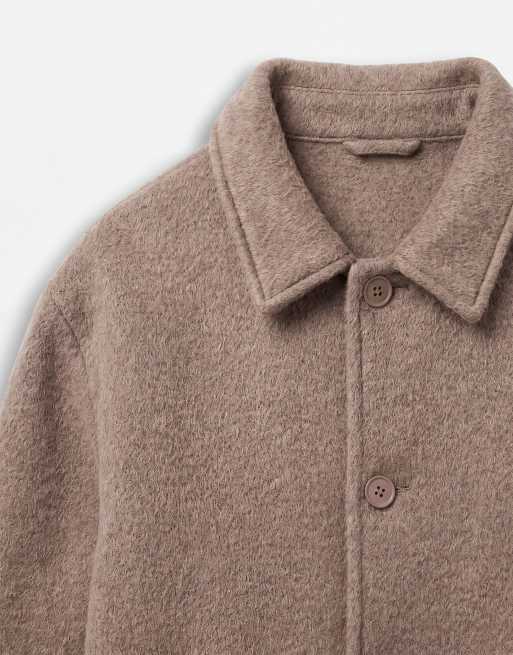 ASOS DESIGN wool look bomber in taupe, 8 of 9