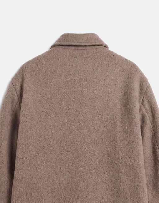 ASOS DESIGN wool look bomber in taupe, 9 of 9