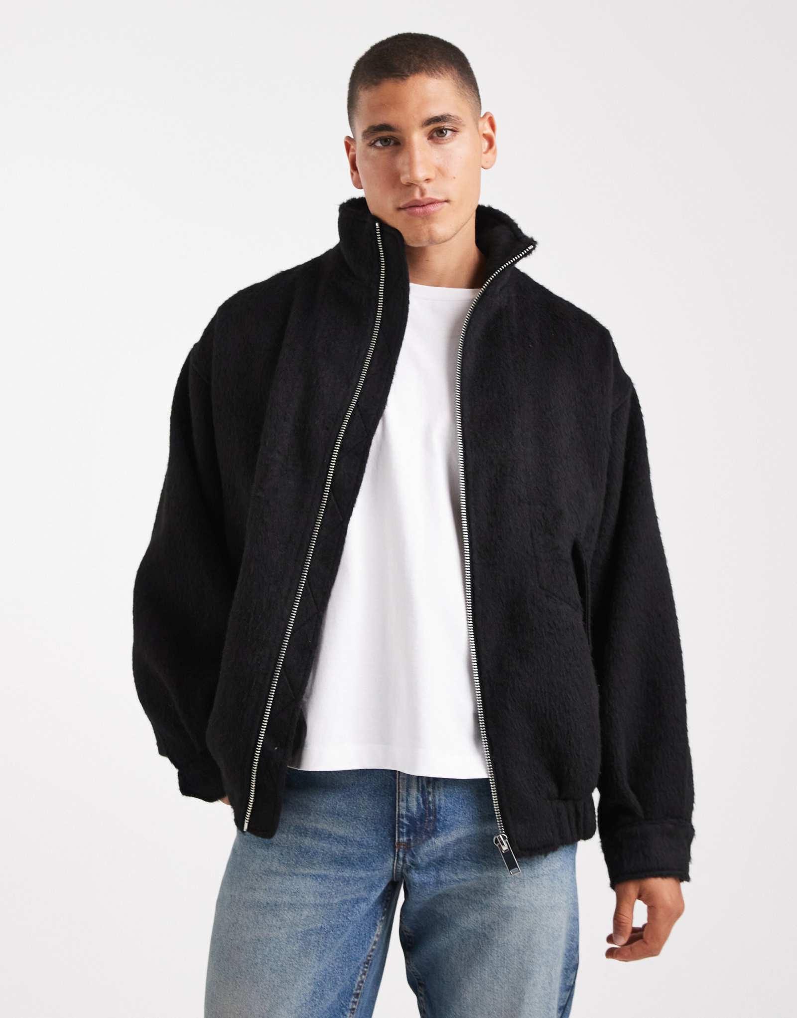 ДИЗАЙНЕРСКАЯ шерстяная куртка-бомбер ASOS черного цвета