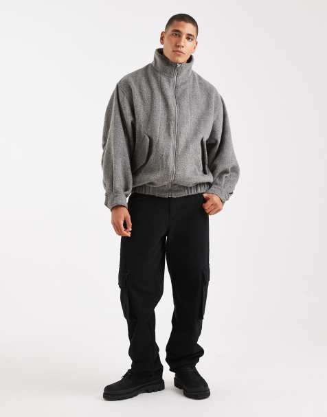 ASOS DESIGN wool look bomber jacket in gray - view 1