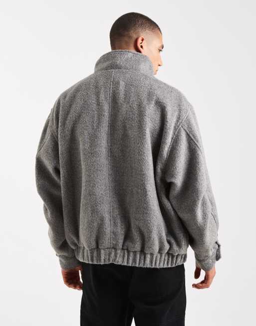 ASOS DESIGN wool look bomber jacket in gray, 2 of 5